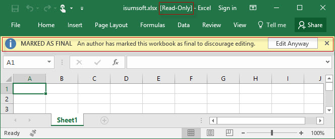 Workbook is marked with read-only