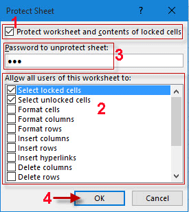 Protect sheet with password