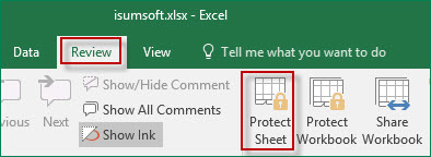 Click Protect Sheet