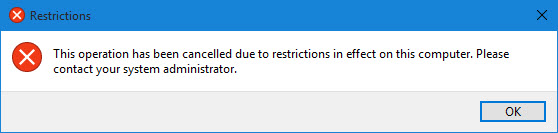 Restrictions dialog