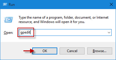Type gpedit.msc in Run box