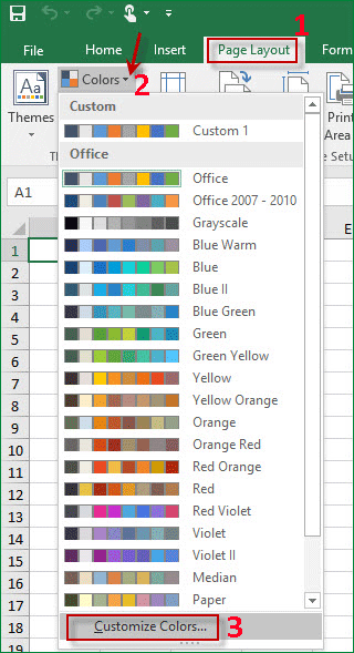 Customize colors in excel