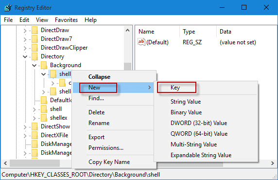 Create new key under shell