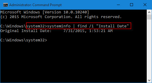 Type command to get original install date