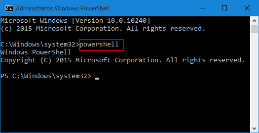 Run powershell from command prompt