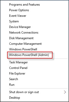 Select Windows PowerShell (Admin)