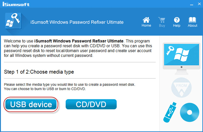 Create password reset disk on USB device