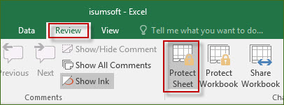 Click on Protect Sheet