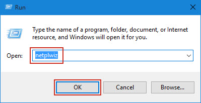 Type netplwiz in Run box