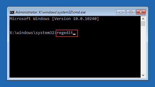 Type regedit in cmd
