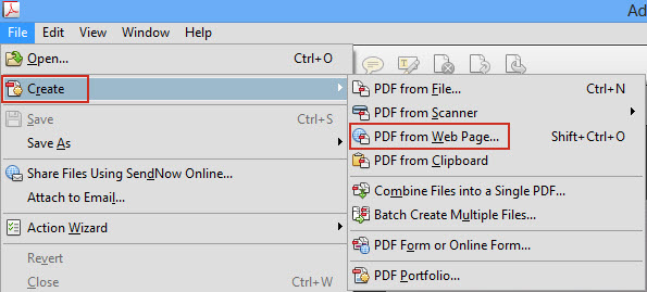 Create pdf from web page