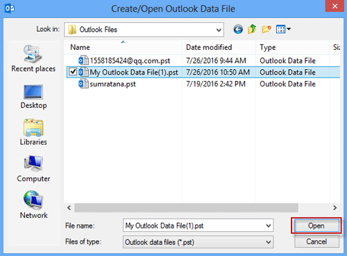 Сообщите Outlook новое расположение файла данных
