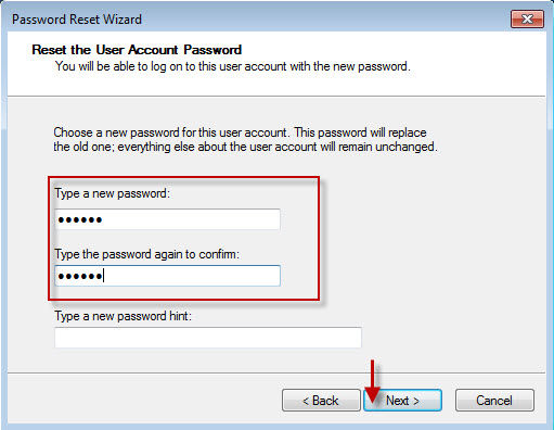 Set new password