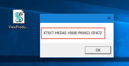 Double-click VBS file to show Windows 10 product key