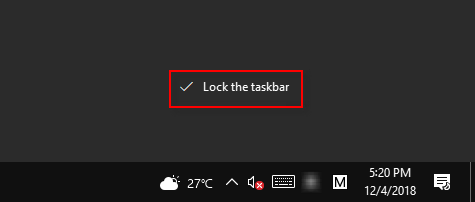Bloquear la barra de tareas de Windows
