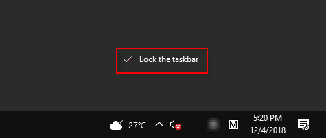 Lock Windows taskbar