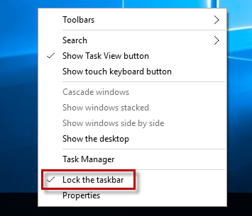 Click Lock the taskbar