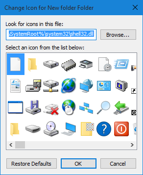 Select one icon from the list