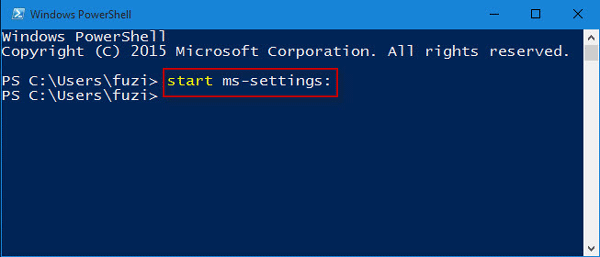 Start Settings in PowerShell