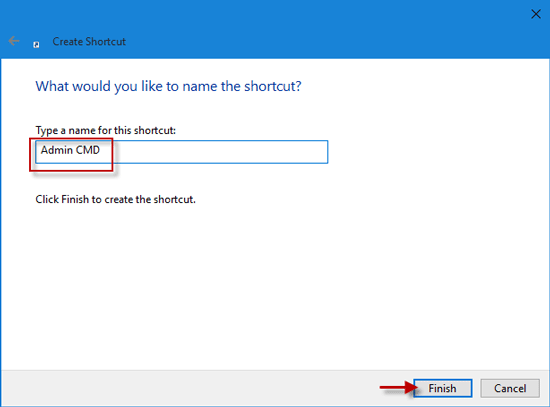 Type name for the shortcut