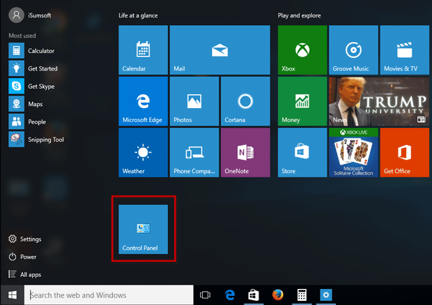 Add Control Panel to Desktop and Start Menu in Windows 10
