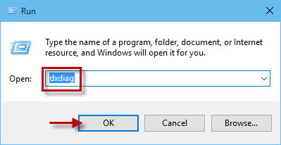 Type dxdiag in Run box