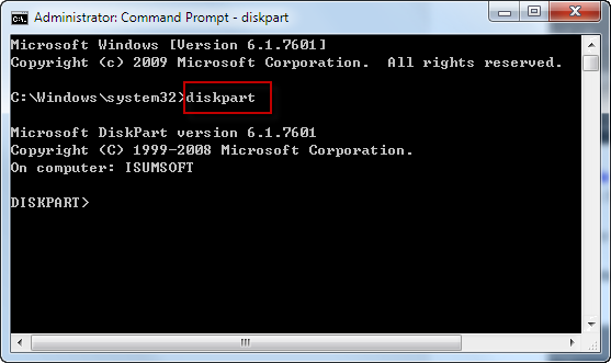 Type diskpart