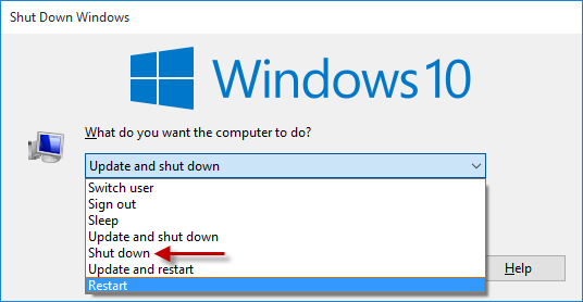 shut down windows dialog