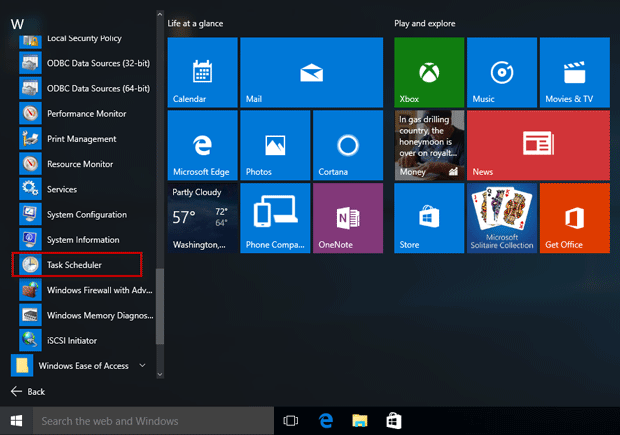 Task Scheduler in Start menu