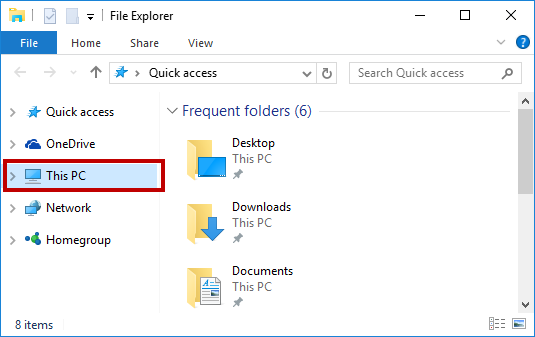 This PC in File Explorer