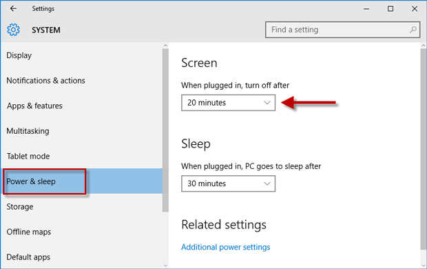 Choose when to turn off screen