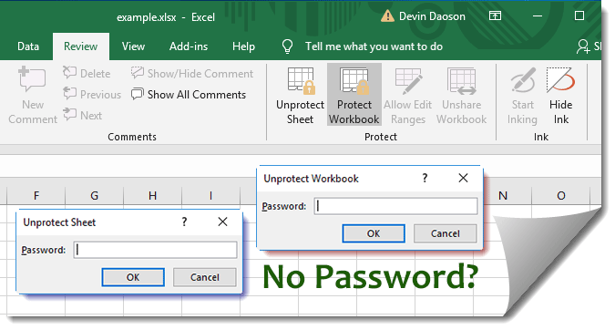 remove excel sheet protection