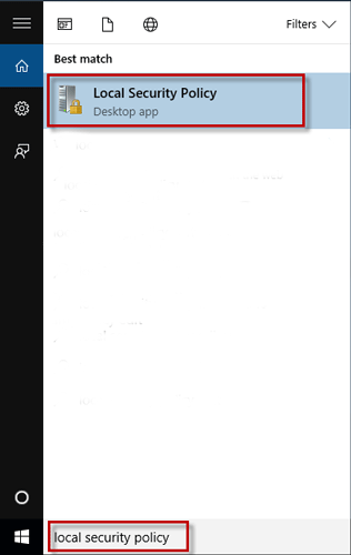 Search local security policy