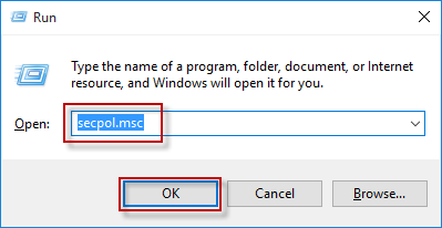 Type secpol.msc in Run
