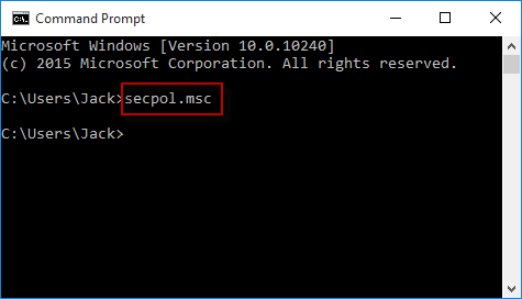 Run secpol in cmd