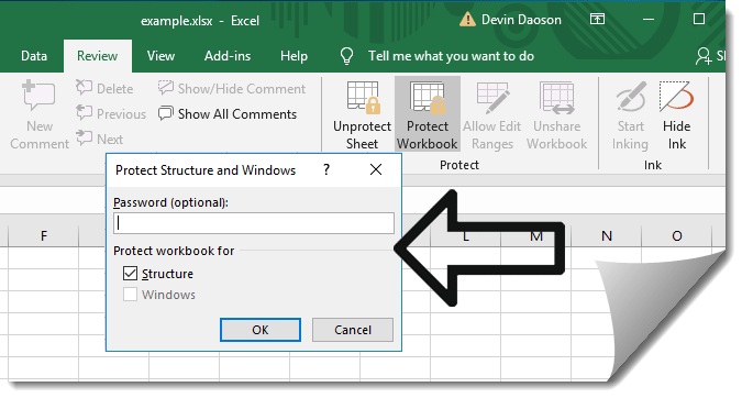 excel 2013 protect workbook windows