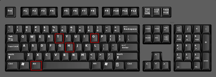 Press Alt, H, O, T in sequence 