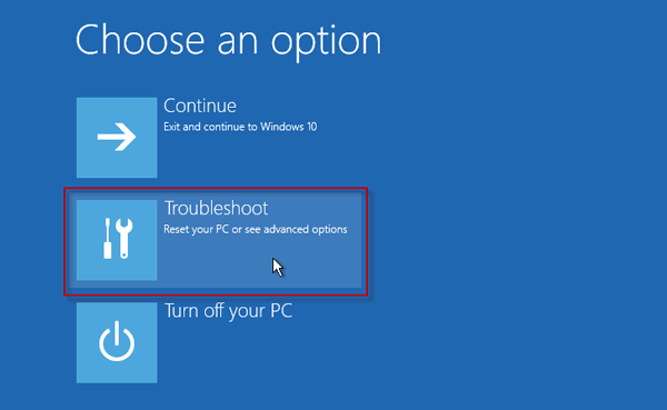 Click Troubleshoot