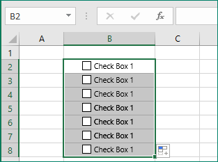 Copy the checkbox to other cells