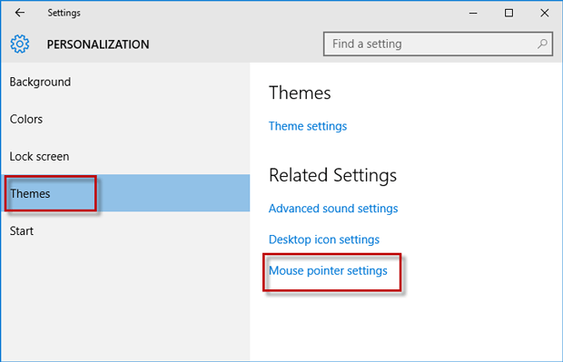 Click Mouse Pointer Settings