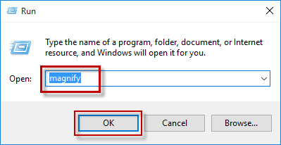 Type magnifier in Run box
