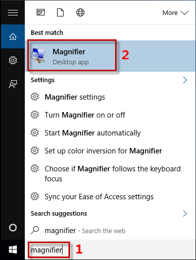 Type magnifier in Search box