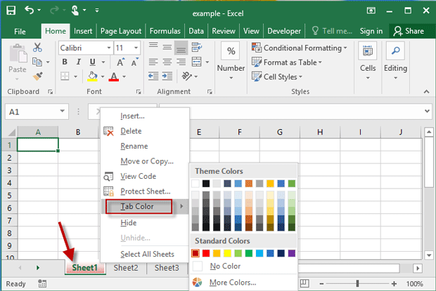 Select Tab Color