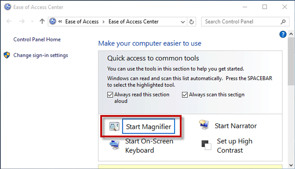 Click Start Magnifier