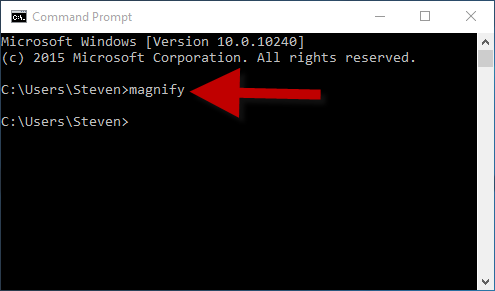 Type magnify in cmd