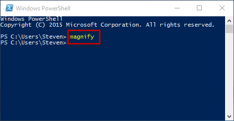 Type magnify in powershell