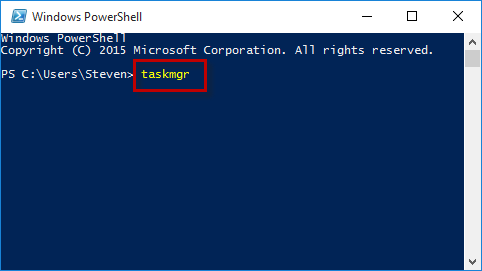 Введите taskmgr в PowerShell