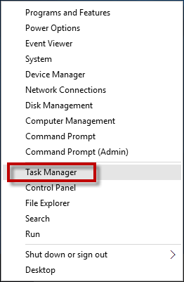 Select Task Manager from WinX menu