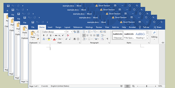 open multiple word documents