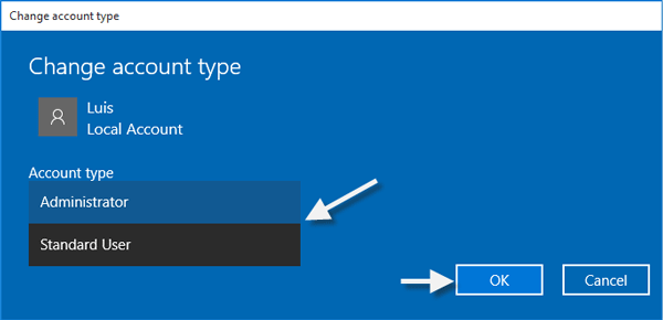 Choose account type